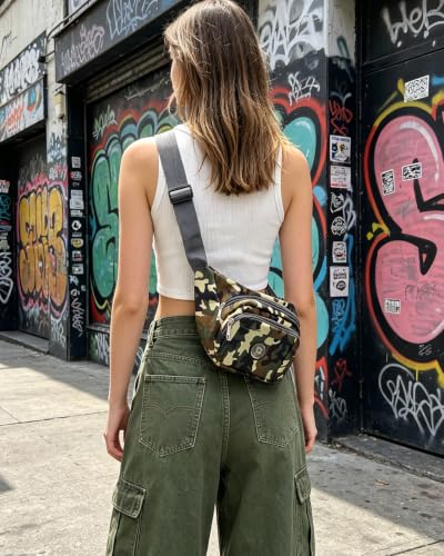 AIBEARTY Fashion Fanny Pack Small Checkered Waist Pack Belt Waist Bag Pack Pouch with Adjustable Strap for Sport Running,Camping,Trip - color: Camouflage 04