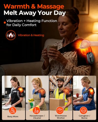 Upgraded Cordless Red Light Therapy for Shoulder Wrap with Heat & Vibration Massage, 660nm & 850nm LED Shoulder Pad for Men Women, Office Sports & Daily Use