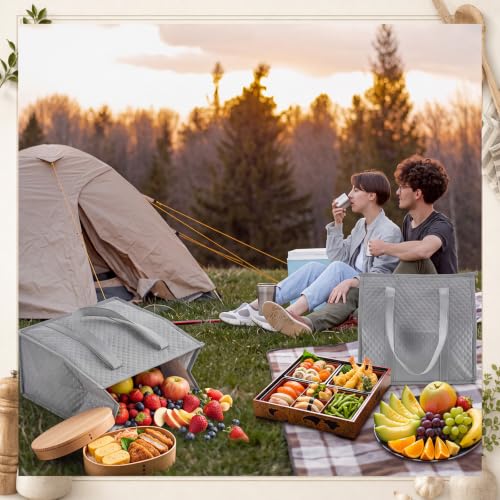 10 Pack Large 18L Insulated Grocery Bag Bulk Zippered, Light Gray - color: Light Gray