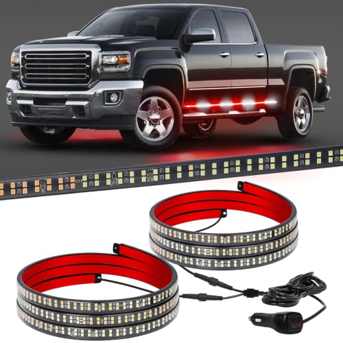 XRIDONSEN 2PCS 70 inch Running Board Lights, 864 LED Strobe Lights - color: Red/White