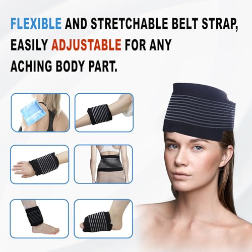 Pallesen Ice Packs, Ice Packs for Injuries Reusable, Cold Packs for Injuries, with Wrap, Flexible Therapy, Soft Gel Pack, Cold Compress for Pain Relief, Blue - color: Blue