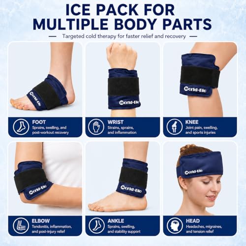 Reusable Gel Ice Pack Wrap for Ankle Upper Arm Injuries with Strap, 9x4.5''