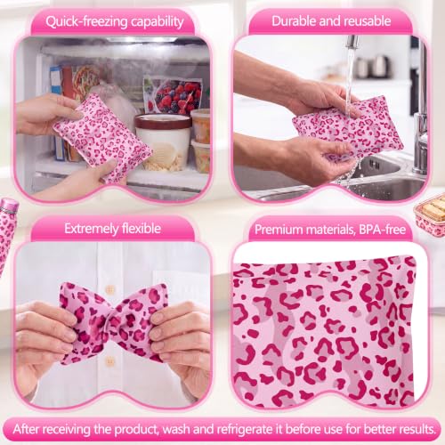 VIHOSE 2 Pcs Ice Packs for Lunch Box Bag - color: Pink, style: Leopard Print