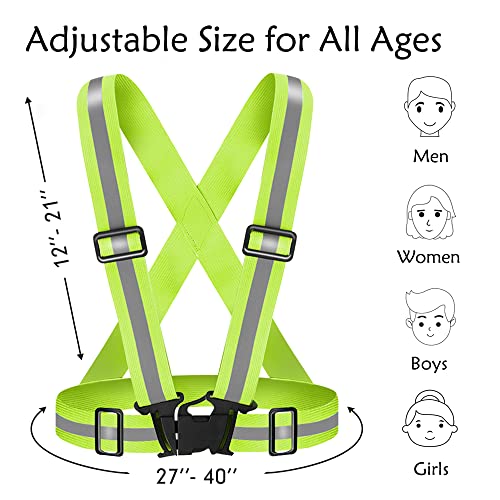 Reflective Vest Running Gear High Visibility Safety Vest Strap for Night - color: Fluorescent Yellow