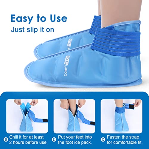 ComfiTECH Foot Ice Pack Wrap for Feet, Cooling Boot for Ankle, Cold Heel Pad for Plantar, Large - size: Large