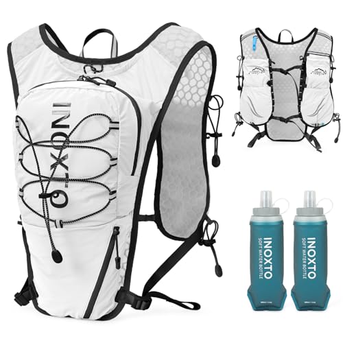IX INOXTO Running Hydration Vest for Women Men with 500ML Soft Flask - color: white with 500ml