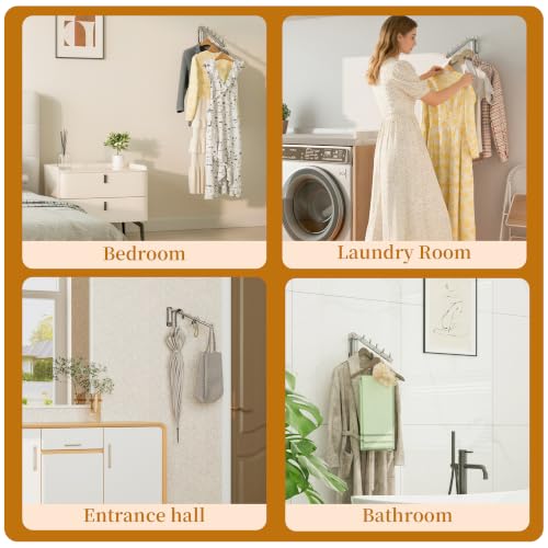 Alise Swing Clothes Hanger Rack,Garment Racks Wall Mount,Chrome,1P - color: Chrome, size: 1005 (1 Pack)