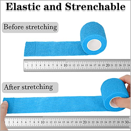 8 Pack 2 in x 5 Yards Cohesive Wrap Self Adhesive Bandage Wrap Elastic Self Adherent Bandage Self Stick Vet Tape for Athletic, Wrist, Ankle, Knees, Pets (Blue) - color: Blue, size: 2 Inch