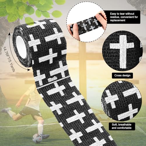 Geiserailie 12 Pack Christian Athletic Tapes 2 Inch x 5 Yards, Black - color: Black