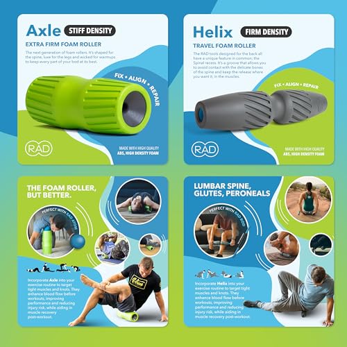 RAD Back Relief Massage Set – Myofascial Release Bundle for Back Pain, Muscle Recovery, and Mobility - Includes Exercise Foam Rollers, XL Peanut Massage Ball, and Neuro Ball Foot Roller - style: Back Bundle – 4-Piece