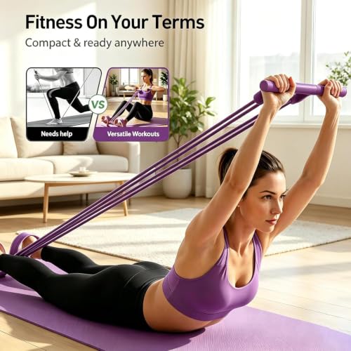 3-in-1 Adjustable Foot Pedal Resistance Band, 10 -Tube Elastic Band - color: Purple