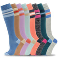 fenglaoda 8 Pairs Compression Socks for Men & Women 20-30 mmHg Knee High Nurse Pregnant Running Medical and Travel Athletic - color: 11-8 pairs, size: Small-Medium