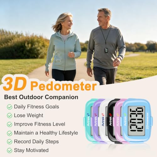 AVTREK 3D Step Counter Clip On with LED Backlight Pocket Pedometer for Walking Outdoor Activities Fitness Tracker Without Smartphone - color: PINK