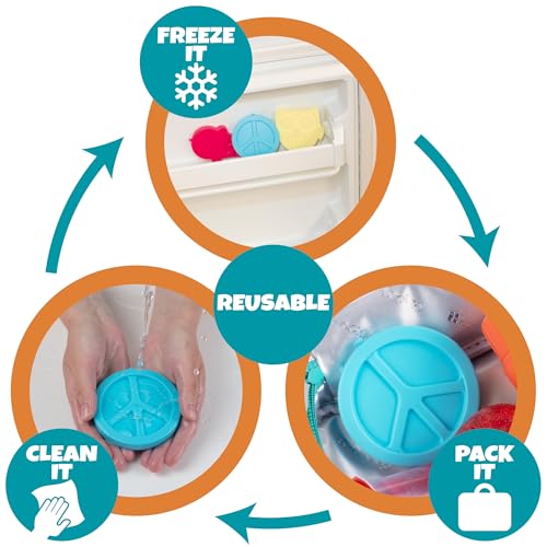 Kids Hard Ice Packs 3 Pack, Slim Reusable Freezer Packs for Lunch Boxes - color: Peace Sign