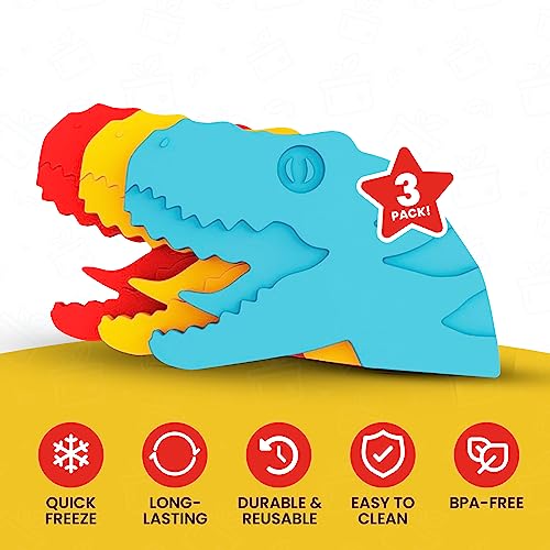 Healthy Packers Ice Packs for Kids Lunch Box, Slim Reusable 3-Pack Dinosaur - color: 3-Pack (Dinosaur)