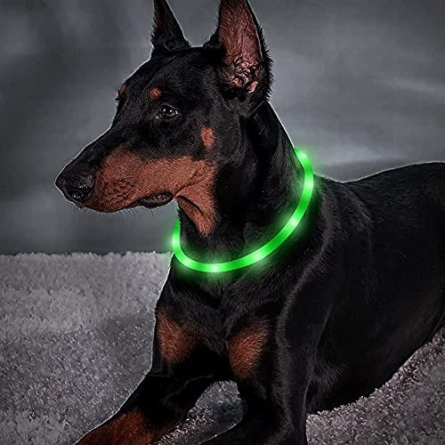BSEEN Light Up Dog Collars - Silicone LED Dog Collar, Cuttable Lighted Puppy Collar, Glowing Dog Walking Lights for Small Medium Large Collars (Green) - color: Green-Standard(70cm)