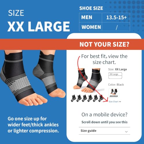 PAPLUS 6 Pairs Plantar Fasciitis Socks, Compression Socks with Arch Support - color: Black, size: XX-Large (6 Pair)