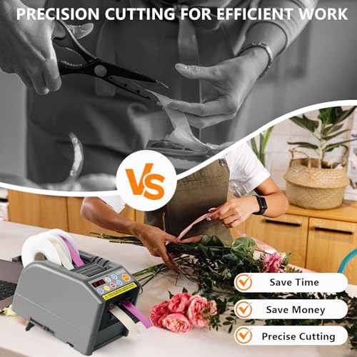 Automatic Ribbon Cutting Machine, Automatic Tape Dispenser,Tape Width 6-60mm,Length 5-999mm Double-Sided Tape, Adhesive Cutter with Manual & Auto Ideal for Business & Home. - size: KIUSUOZI-9