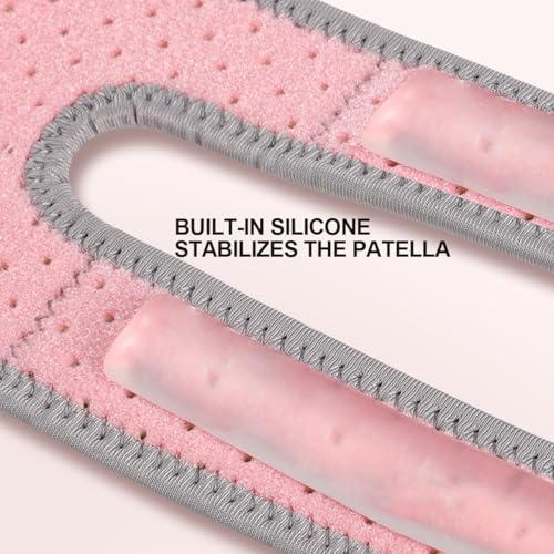 Patella Knee Brace for Women & Men, Patellar Tendon Support Strap for Running, Basketball, Tennis, Gym, Relief for Meniscus Tear, Arthritis, Injury Recovery (1, Pink)