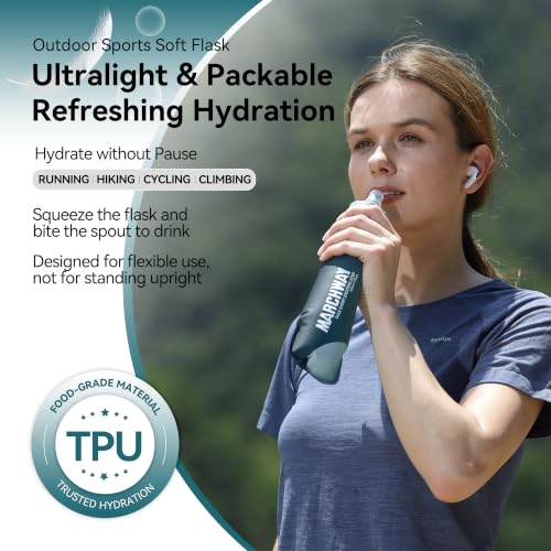 MARCHWAY Soft Flask Collapsible Water Bottle with Wide Mouth, 300ml/500ml - color: Blackish Green, size: 300 ml/10 oz