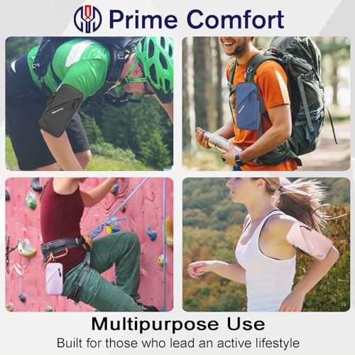 Phone Holder Arm Bands, Small Crossbody Shoulder Holsters Bag with Arm Band, Fits iPhone and All Cell Phones, Use for Running, Walking, Hiking & Biking (Plus Size Purple) - color: Purple