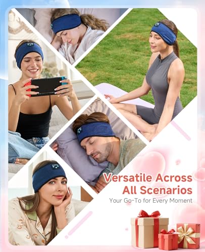 Perytong Sleep Headphones Bluetooth 5.4 Headband, Wireless Headphones Earbuds Earphones Sweatproof for Women Men Sports Workout Running Jogging Yoga Cool Gadgets Christmas Unique Gifts - color: HB NavyBlue