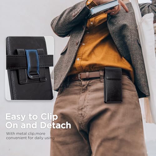Holster for Galaxy S25 Ultra S24 Ultra S23 Ultra 5G Note 20 Ultra 5G Note 10+ Plus 5G, Premium Leather Pouch with Belt Clip Phone Holster Belt Case, Black -XL - color: Black, size: X-Large