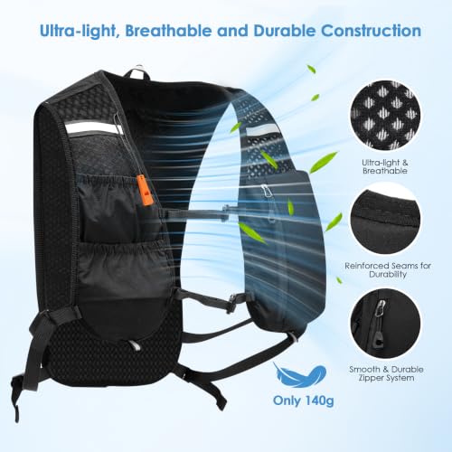 TOMSHOO Running Vest with 500ml Water Bottle for Women Men