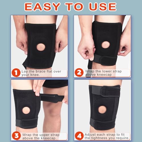 Knee Brace for Men Women with Side Stabilizers,Patella Gel Pad Compression Sleeve,Non Slip Knee Compression Support for ACL Meniscus Tear Running Arthritis,Pain Relief,Injury Recovery - color: Black
