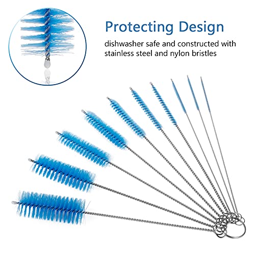 CiaraQ Bottle Cleaning Brushes, 8 Inch Nylon Tube Brush Set - color: Blue, size: 8.0 Inch (10pcs)