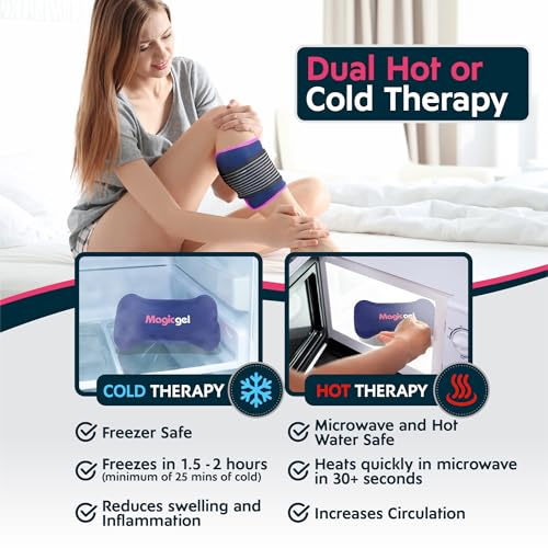 Magic Gel Ice Packs for Injuries Reusable (3 Pieces) | Flexible Wrap Around Gel Ice Pack Knees, Back, Shoulders, Arms and Legs (11" x 5.5") | Hot and Cold Compress Cold Packs for Injuries - style: S - 11 x 5.5 inches (2 Pack)