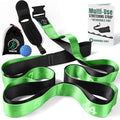 Stretch Strap with Loops Physical Therapy - Full Body Exercise Straps for Stretching with Detachable Foot - Leg & Calf Stretcher for Plantar Fasciitis, Physical Therapy, Pain Relief, and Flexibility - color: Parrot Green