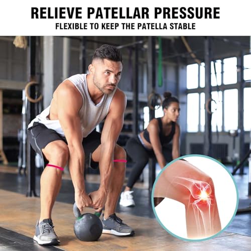 Patellar Tendon Support Strap, 2Pcs Pack Patella Band Knee Strap for Knee Pain Relief, Knee Brace for Tendonitis, Hiking, Soccer, Basketball, Running, Tennis, Volleyball & Squats, Plum - color: Plum