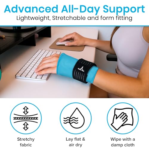 Arctic Flex Wrist & Thumb Ice Pack Wrap - Extra Strength Hot & Cold Therapy - color: Blue, size: Medium