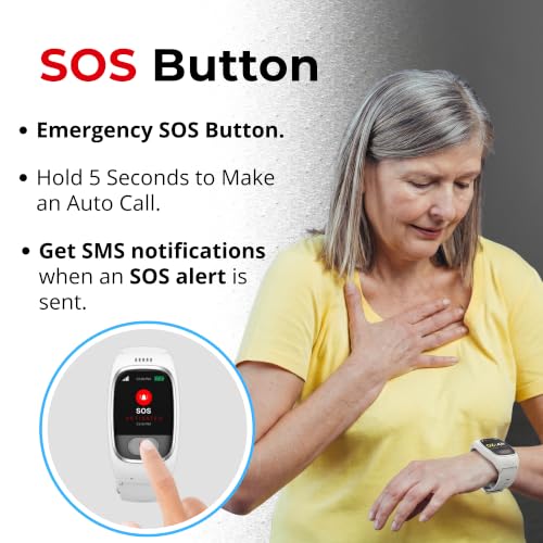 Seculife Medical Alert Smartband for Seniors — Alerts Go Direct to Family, No Call Center | Auto Fall Detection, GPS Tracking, Heart Rate Monitor, 2-Way Calling, SOS Button, Waterproof (White) - color: White
