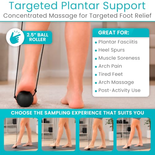 Vive Plantar Fasciitis Relief Lacrosse Ball – Massage Roller for Feet - Deep Tissue Trigger Point Massager Set for Arch Pain, Myofascial Release - Reflexology Muscle Knot Massager for Women, Men