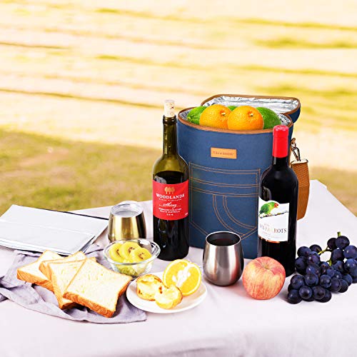 Tirrinia 4 Bottle Wine Tote Carrier - color: Blue, size: 4 Bottle-without front pocket