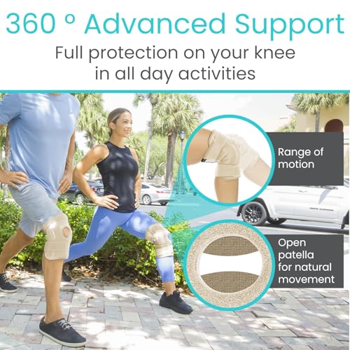 Vive Hinged Knee Brace - Relieves ACL, MCL, Meniscus Tear - Lightweight - color: Beige, size: Medium
