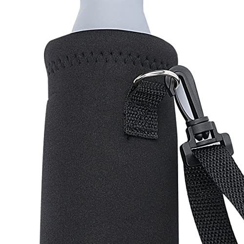 AMARY 750ML Neoprene Water Bottle Carrier Bag with Adjustable Shoulder Strap,Insulated Water Bottle Cover for Stainless Steel/Glass/Plastic Bottles 24OZ (Black) - color: Black