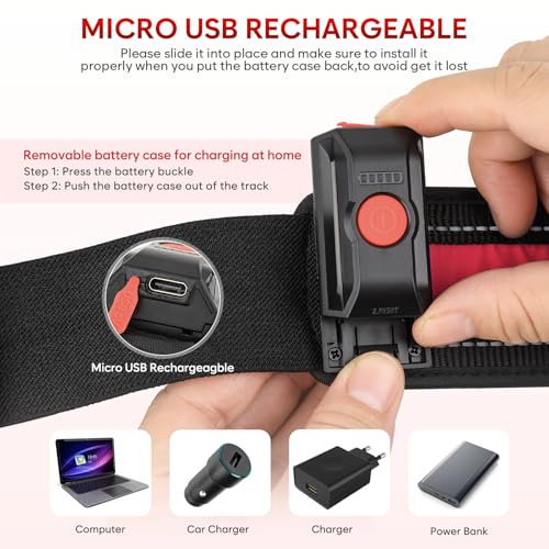 Illumifun LED Running Belt - USB Rechargeable Light Up Sash, High-Visibility Elastic Waistband Light for Running Cycling Hiking Camping Nighttime Activities - color: Red