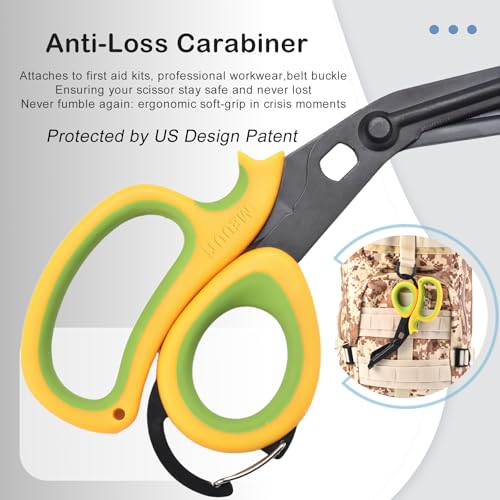MEUUT Trauma Shears with Carabiner 7.5 Inch 2-Pack Medical Scissors - color: Green/Yellow+yellow/Green
