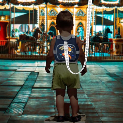 Toddler Leash Anti Lost Wrist Link, Accmor Baby Walking Safty Harness Leash - color: Navy Blue/Dinosaurs & Planet