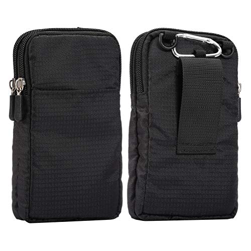Cellphone Belt Clip Holster Men, Nylon Crossbody Cell Phone Purse, 6.9" Cellphone Belt Case Holder Mens Smartphone Belt Loop Pouch Zipper Pockets for iPhone 17 16 15 14 13 Pro Max Case 7 8 Plus, Black - color: Black 6.9 Inch (10*18*3.5 CM)