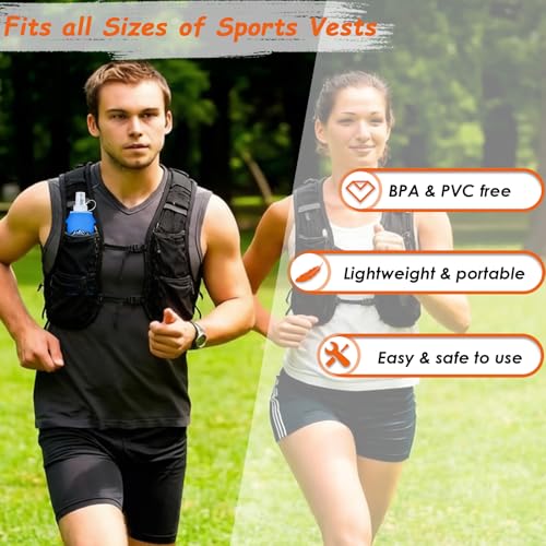 Flexible Running Bottles - Two Pack: 500ml/17oz, Foldable, BPA/PVC Free Soft Flask for Hydration Vests and Running Packs,Collapsible Leak-proof Pocket Bottle for Jogging, Hiking, Cycling, Climbing - color: Blue
