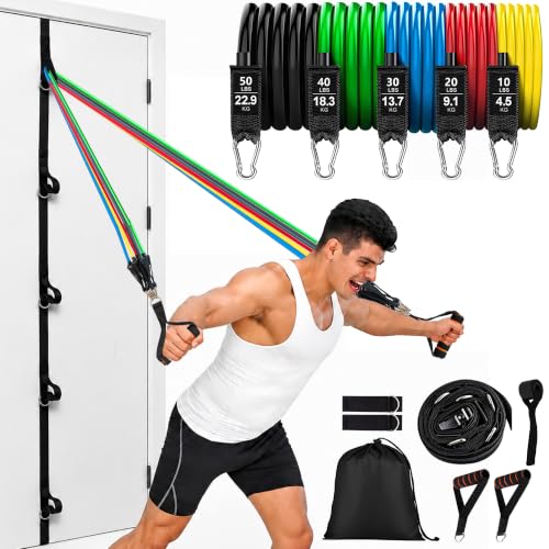 Resistance Bands Set with Handles and Door Anchor for Full Body Workout