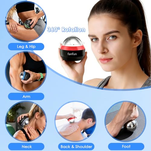 Massage Ice Roller Ball Cold & Heat Therapy Pain Relief Myofascial Release - color: Red