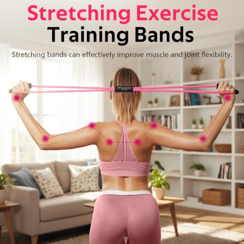Resistance Bands with Handles, Figure 8 Fitness Bands, Exercise Bands Set - color: Pink series, size: 3pcs