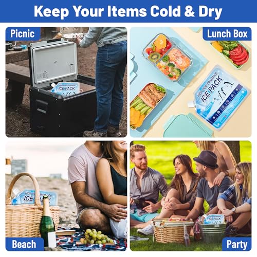 Reusable Ice Packs for Cooler, Freezer Ice Packs for Lunch Boxes, Cooler Ice Packs for Camping Gear, Fishing - size: Medium