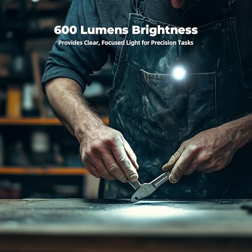 Rechargeable EDC Flashlight with 4 Lighting Modes, 600 Lumens Running Light for Runners, Clip On Flashlight, Pocket Flashlight for Running, Walking, Outdoor Activities and Emergency