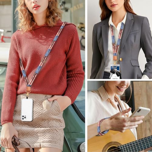 Cell Phone Lanyard Adjustable Crossbody Strap, Cute Phone Neck Wristlet Wrist Strap Patch for Keys Case Accessories - color: Retro American Flag